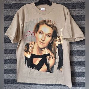 Vintage 1999 Celine Dion Let’s Talk About Love World Tour T-Shirt Beige Large